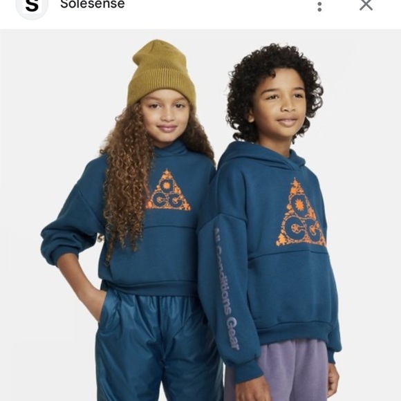 Nike ACG All Conditions Gear Icon Hoodie Sweatshirt Valerian Blue Total Orange M - Picture 3 of 10